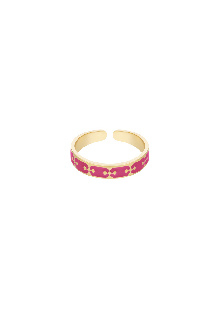Ring kleurrijke print - goud/fuchsia 