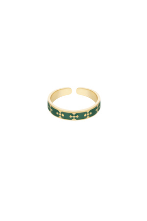 Ring kleurrijke print - goud/groen h5 