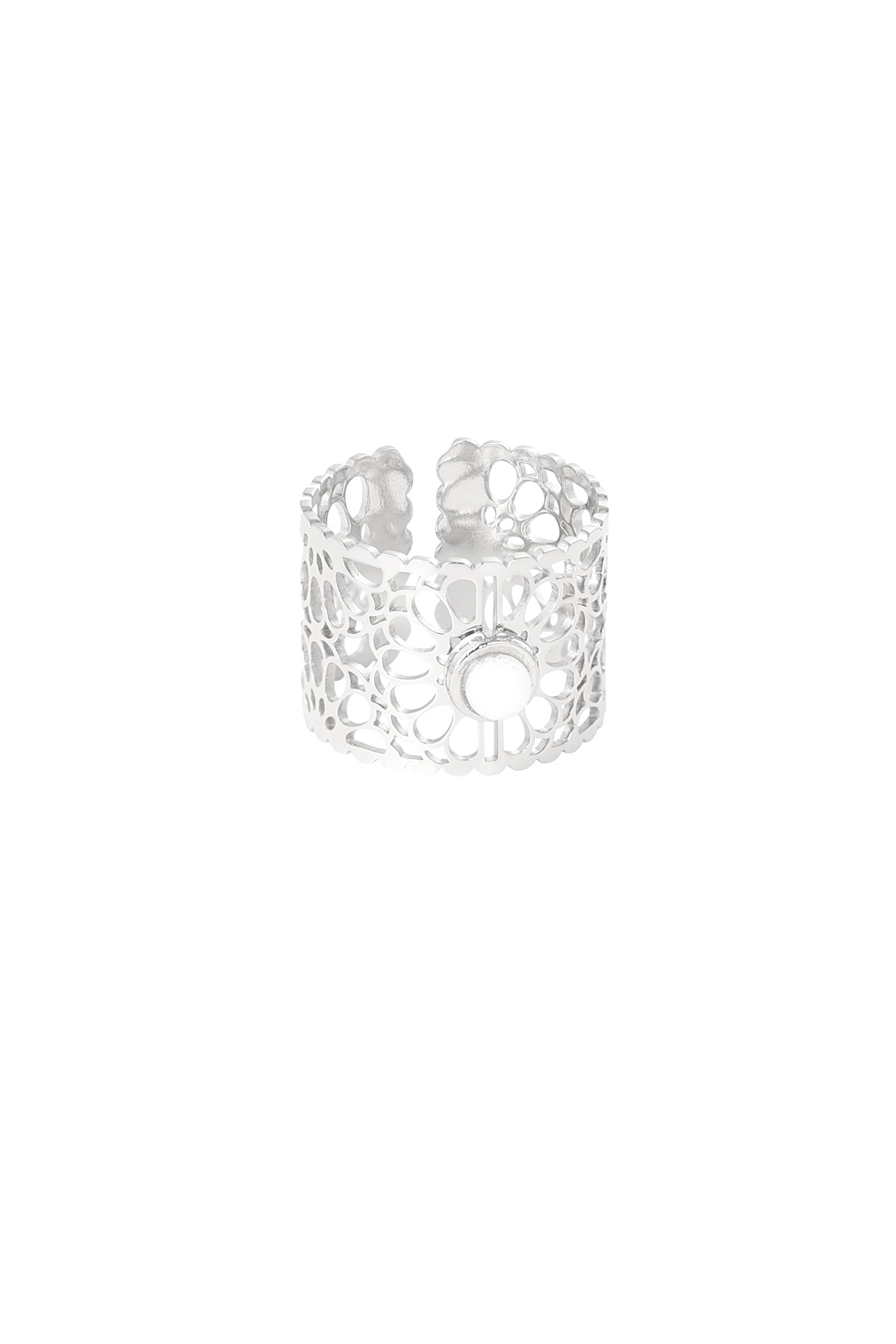 Ring mandela flower - silver h5 