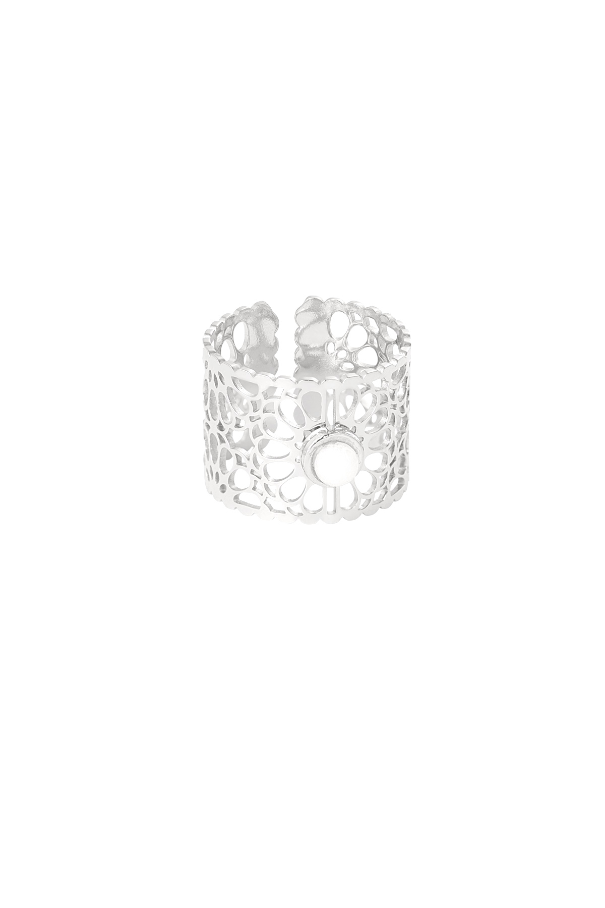 Ring mandela flower - Silver Color color 2