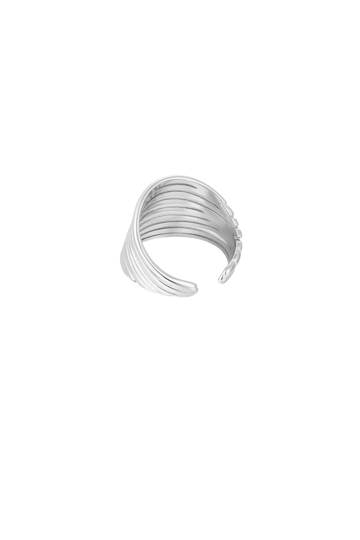 Ring cut out lijntjes - zilver Afbeelding3