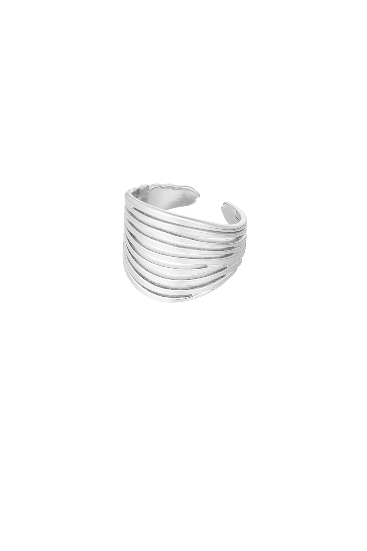 Ring cut out lijntjes - zilver
