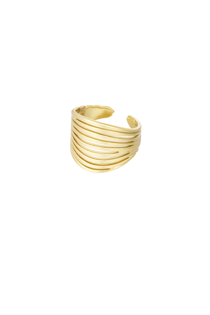 Ring cut out lijntjes - goud 