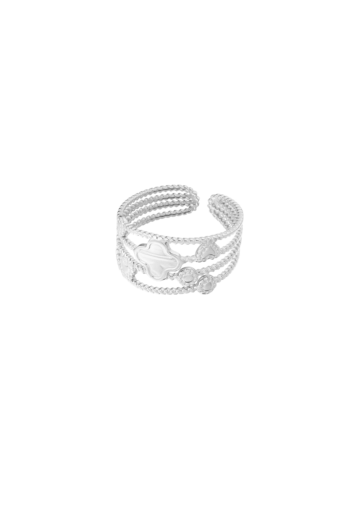Ring four-layer charms - silver