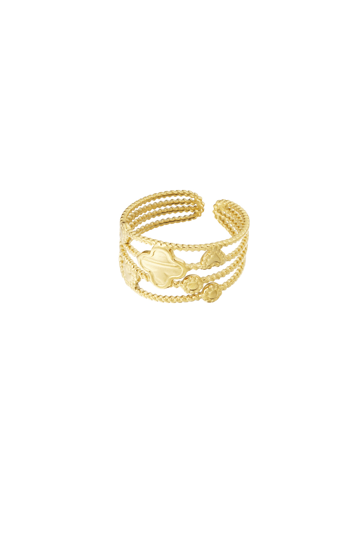 Ring vierlaags bedeltjes - goud