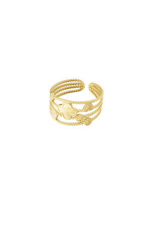 Ring four-layer charms - gold h5 