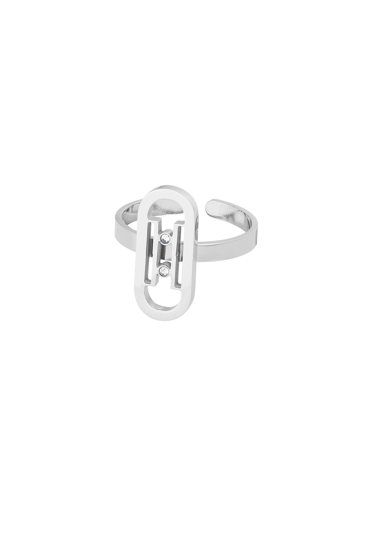 Ring link with stone - silver h5 