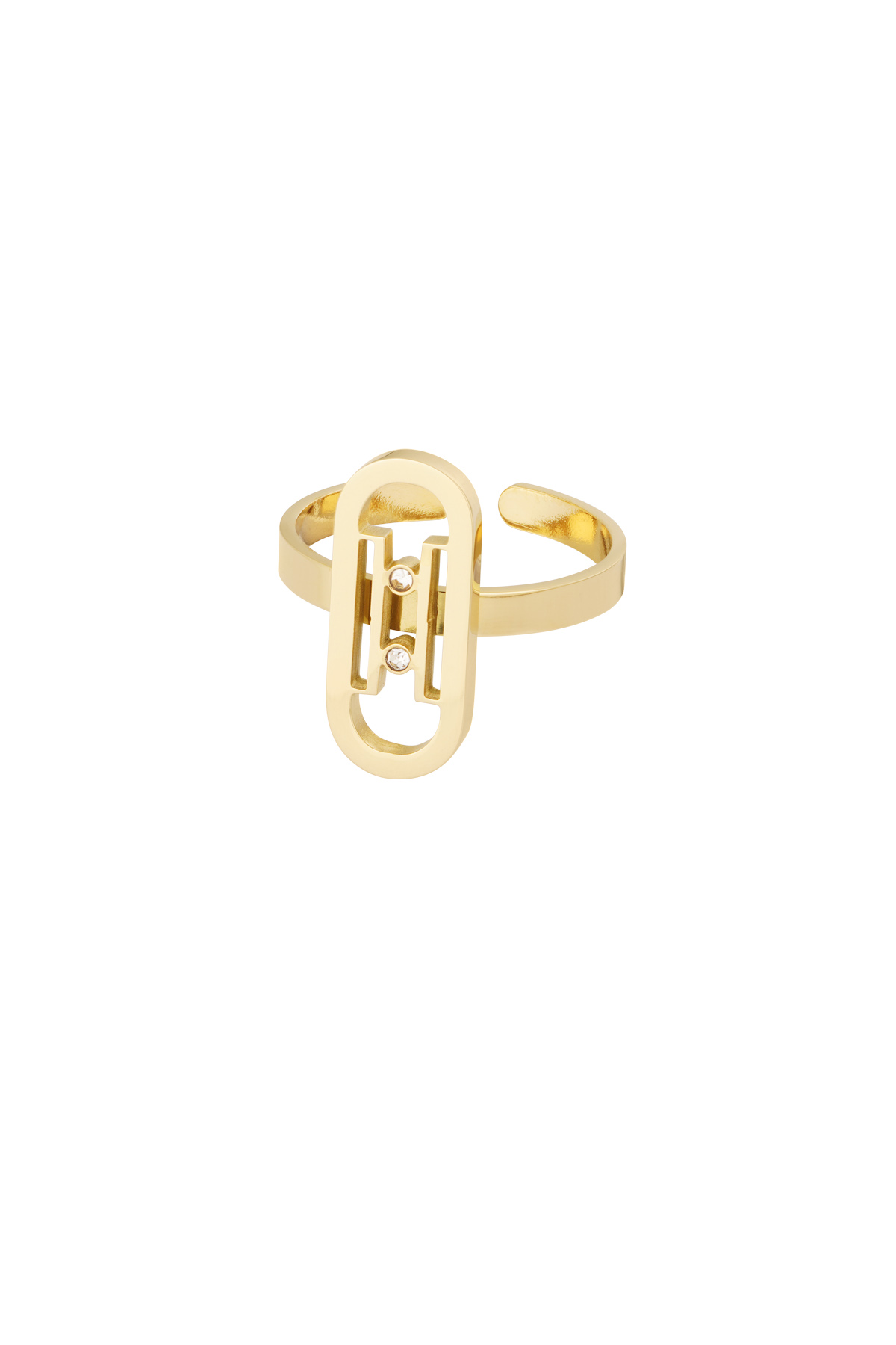 Ring link with stone - gold