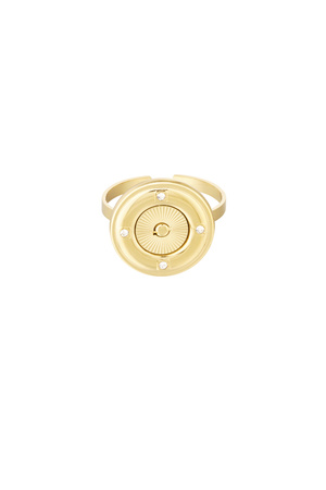 Ring rond met steentjes - goud h5 