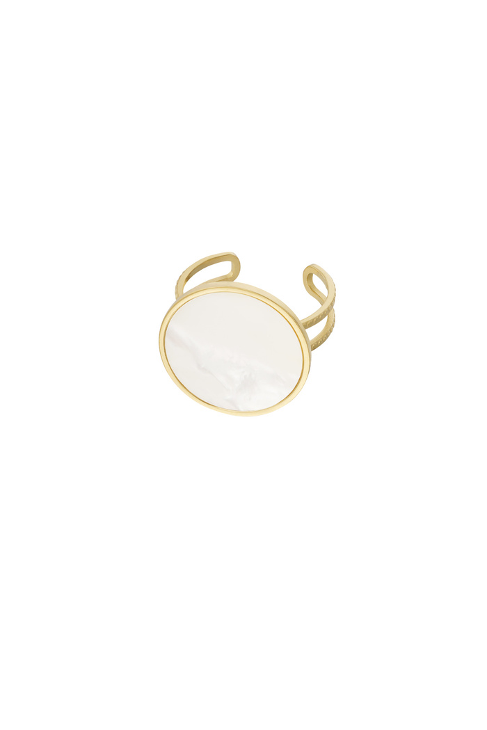 Ring modern - goud/wit 
