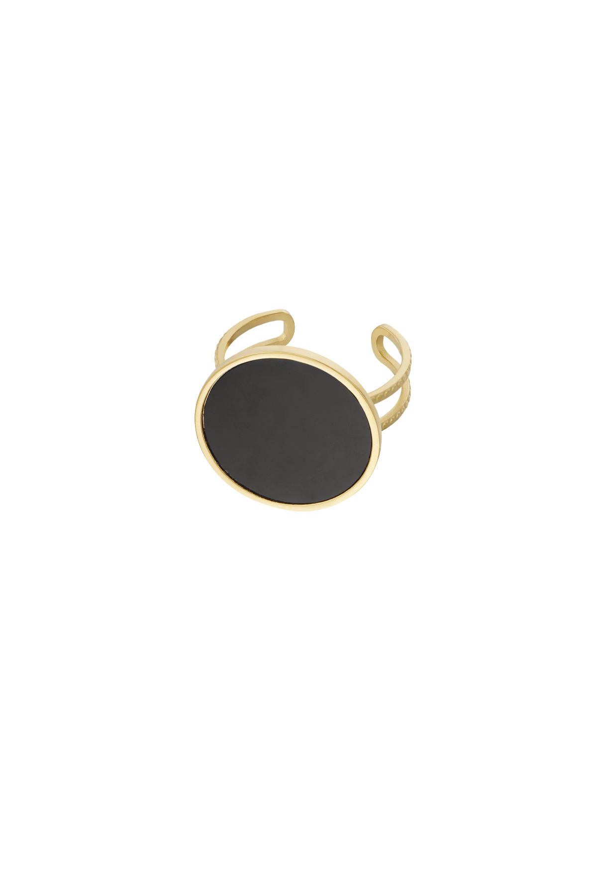 Ring modern - goud/zwart