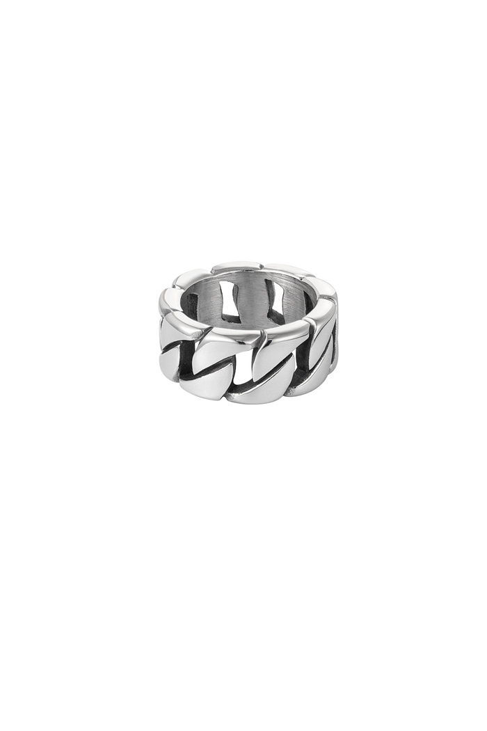 Men's ring coarse link - silver 