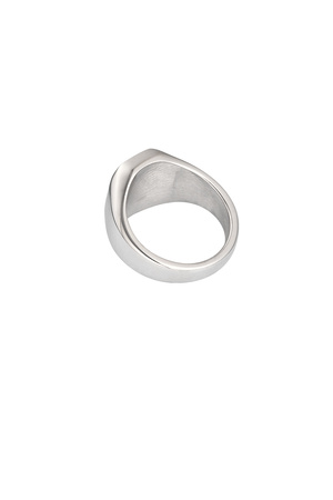 Dikdörtgen taşlı erkek yüzüğü - gümüş/siyah h5 Resim3