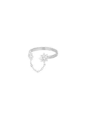 Star ring with chain - silver h5 