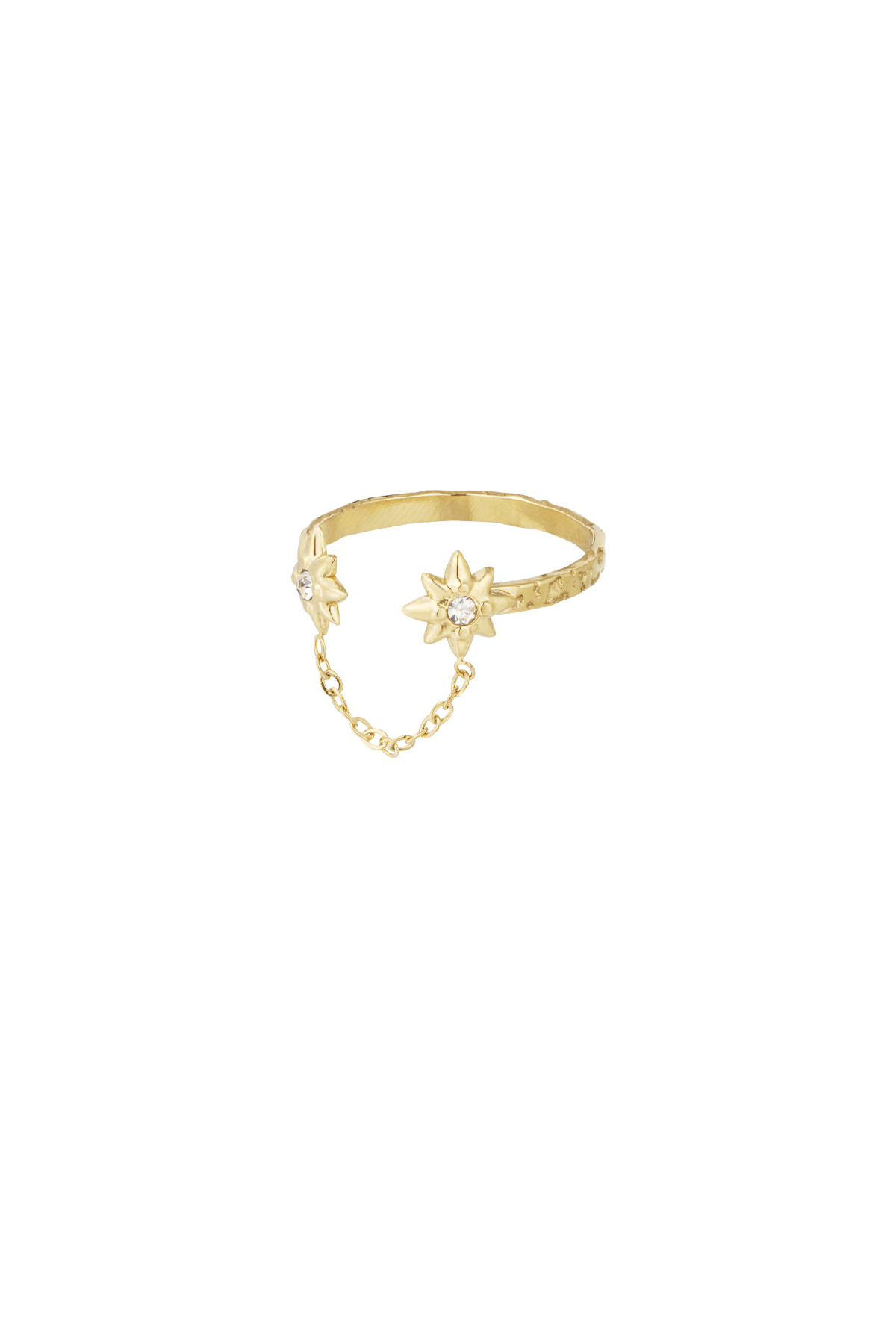 Star ring with chain - Gold color 2