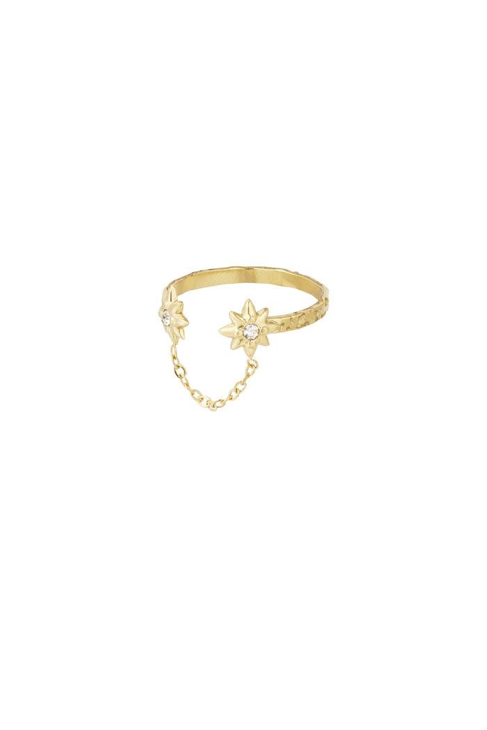 Star ring with chain - gold 