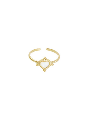 Ring with heart and stone - white gold h5 