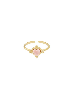Anillo con corazón y piedra - rosa/oro h5 