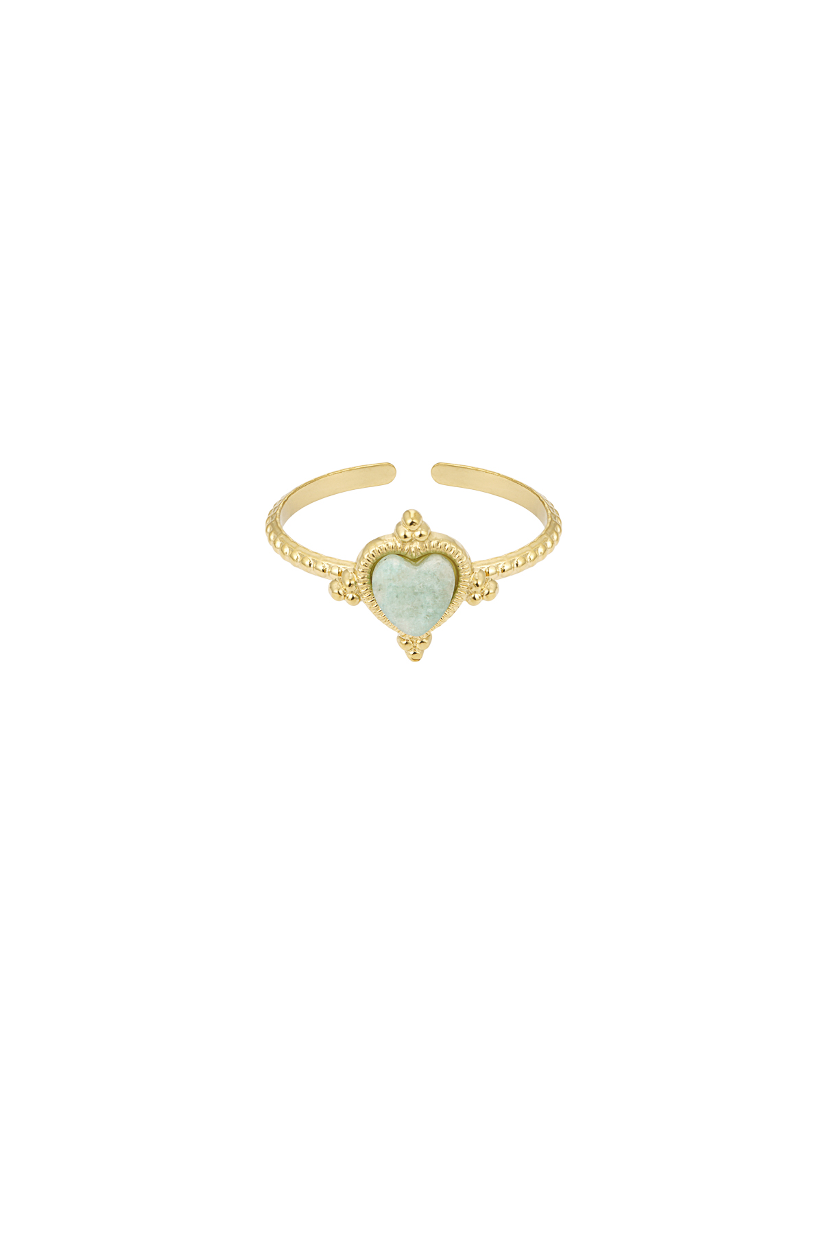 Ring with heart and stone - green/gold h5 