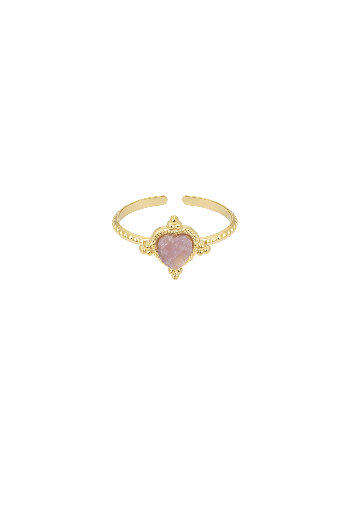 Ring with heart and stone - purple 2