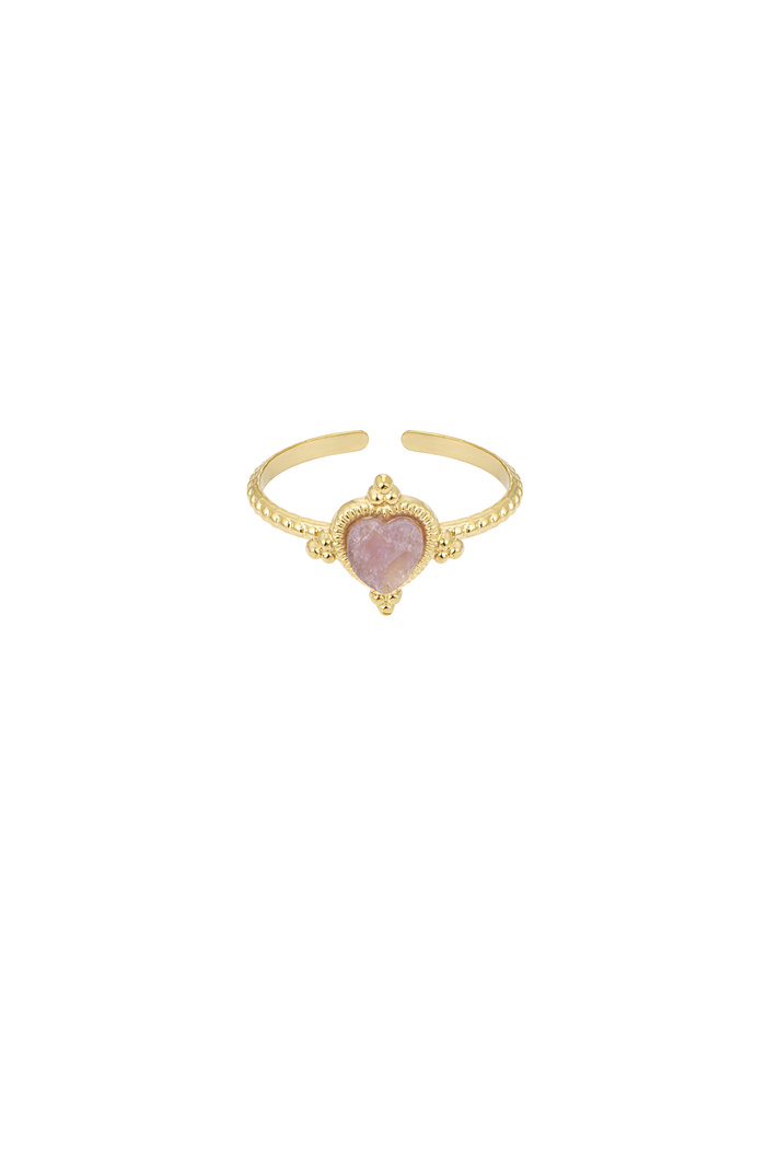 Ring with heart and stone - purple 