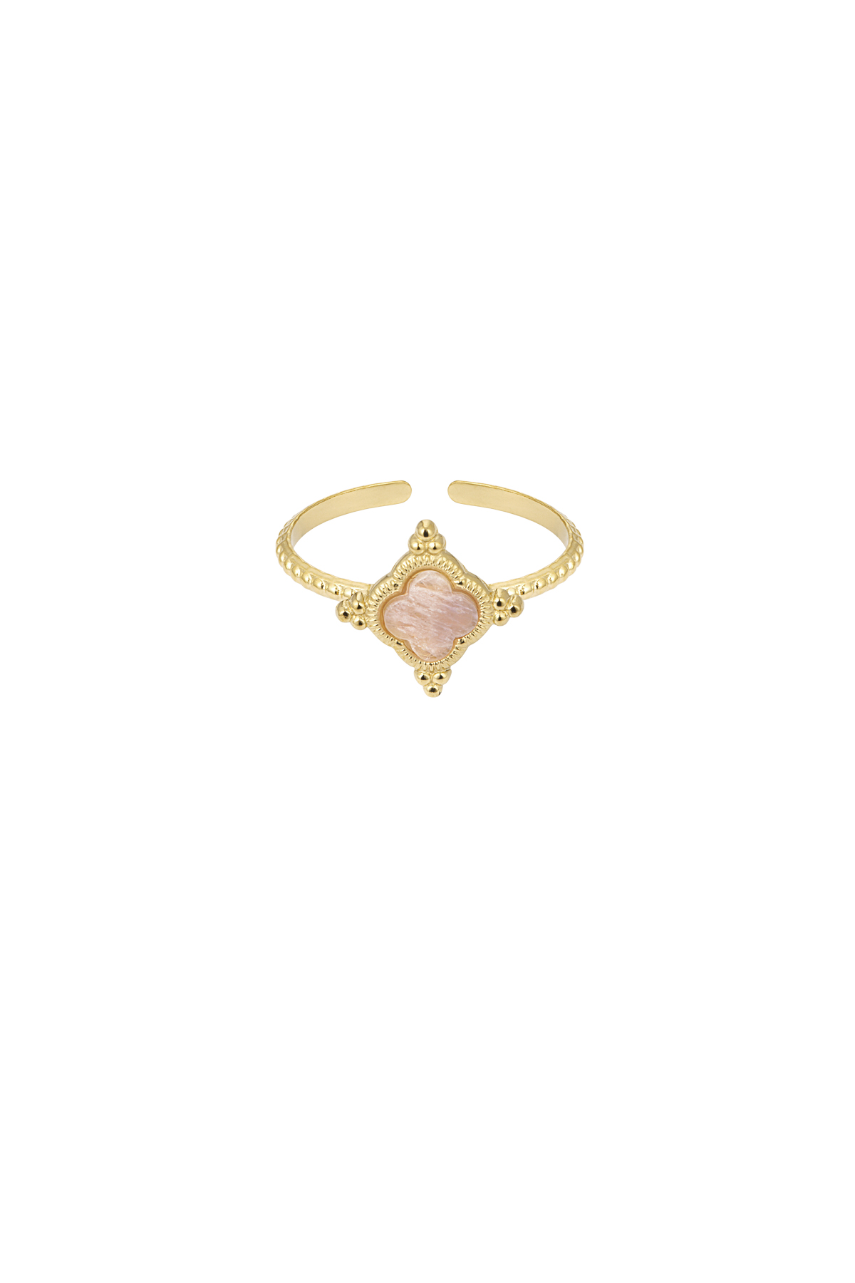 Clover ring with stone - purple