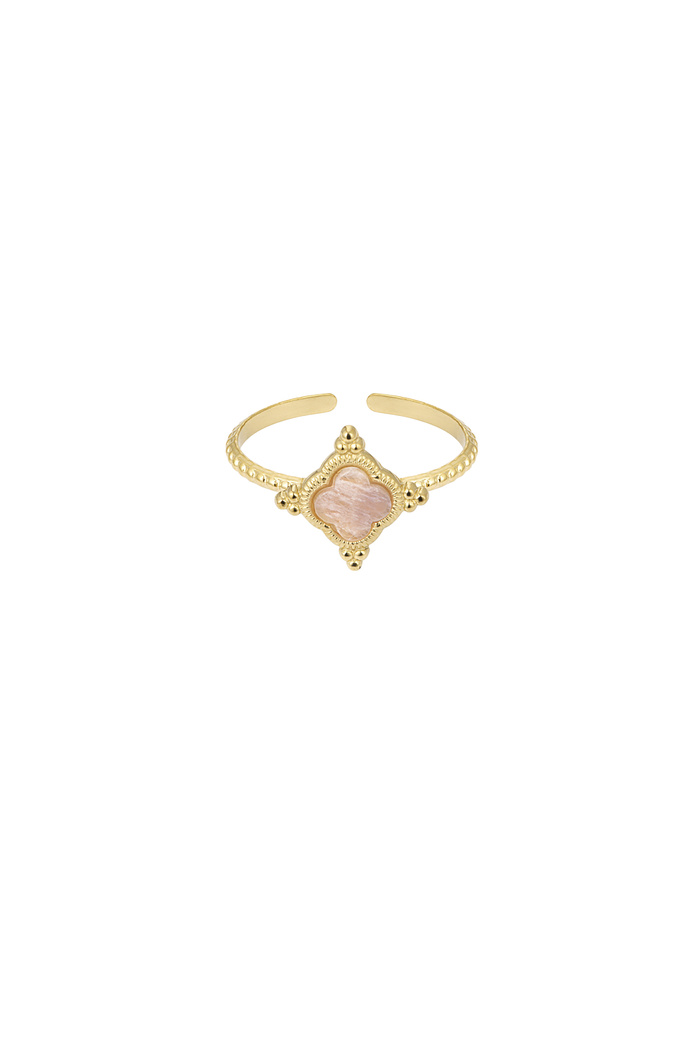 Clover ring with stone - purple 