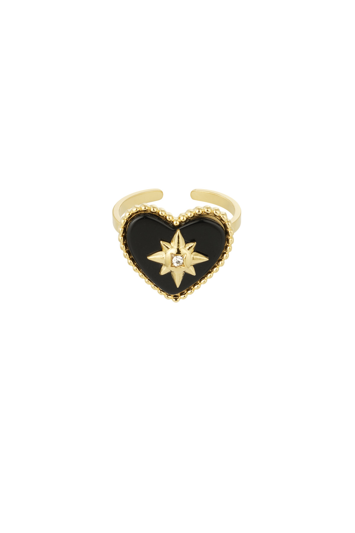 Love ring with stone - black/Gold color 