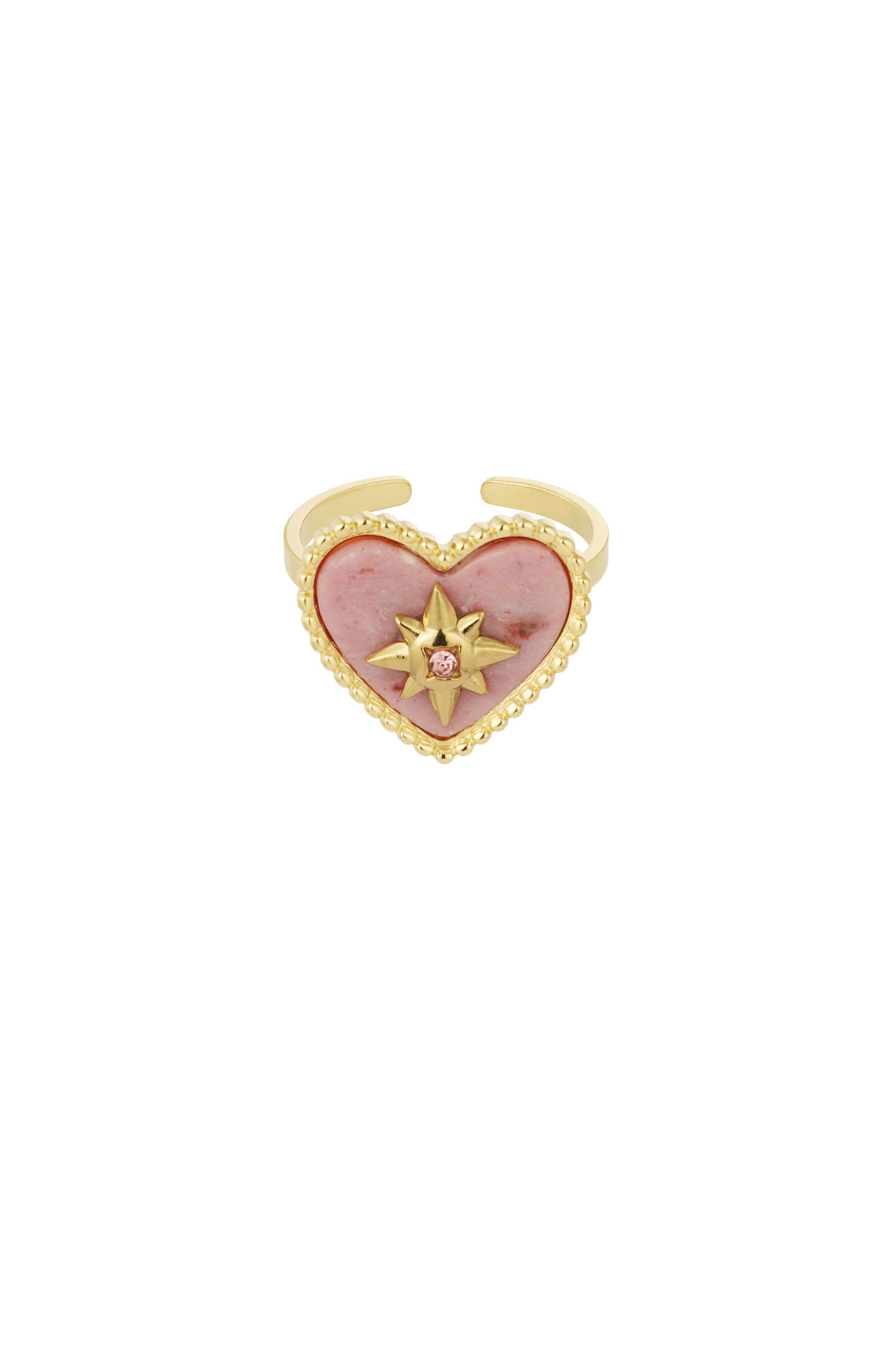 Love ring with stone - pink/gold