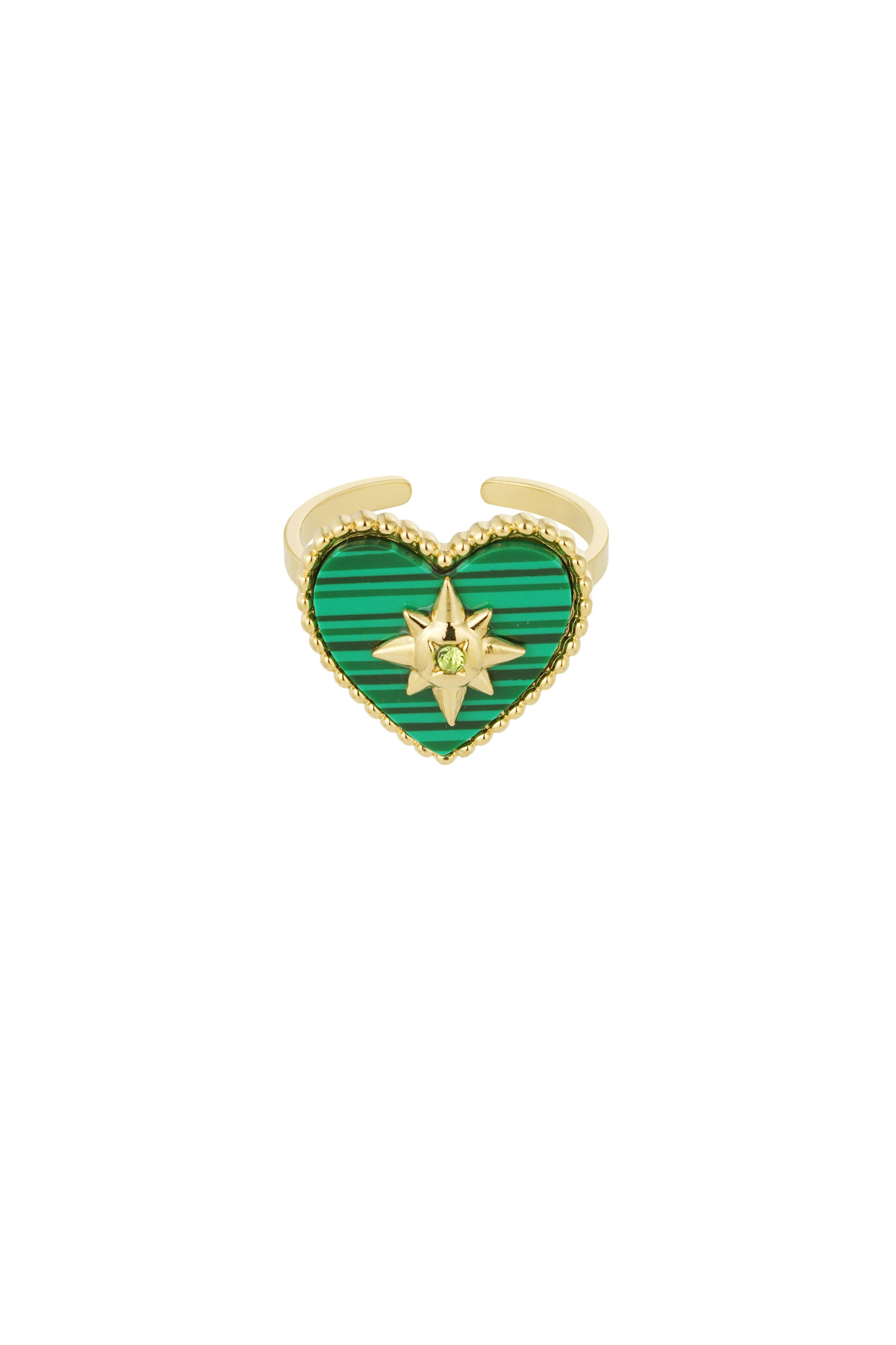 Anello dell'amore con pietra - verde/oro 