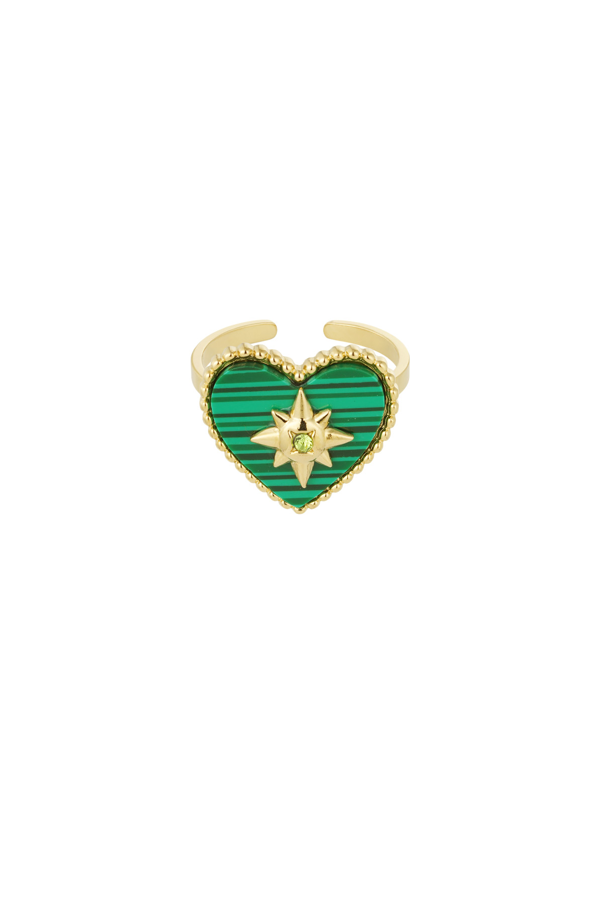 Love ring with stone - green/Gold color  2