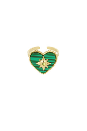 Taşlı aşk yüzüğü - yeşil/altın  h5 