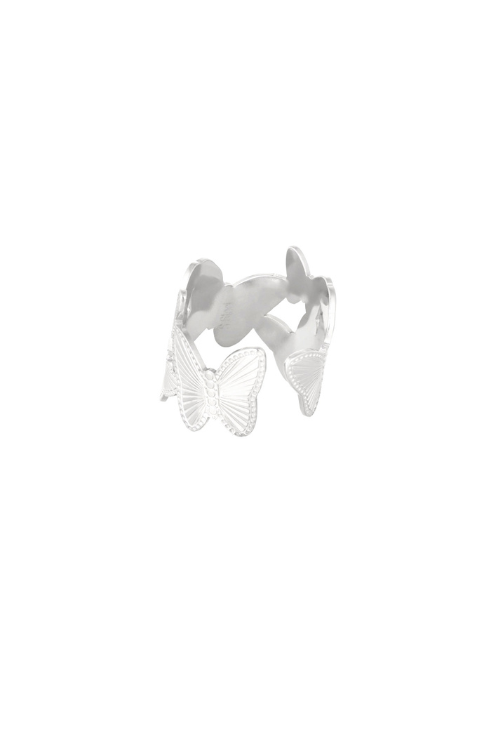 Anillo mariposas grande - Plata Imagen2