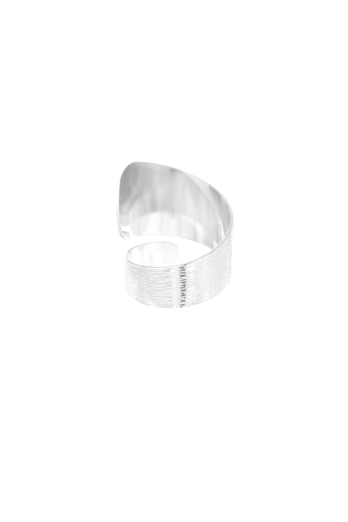 Twisted ring with structure - silver  h5 Picture3