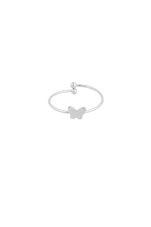 Simple butterfly ring - silver  h5 