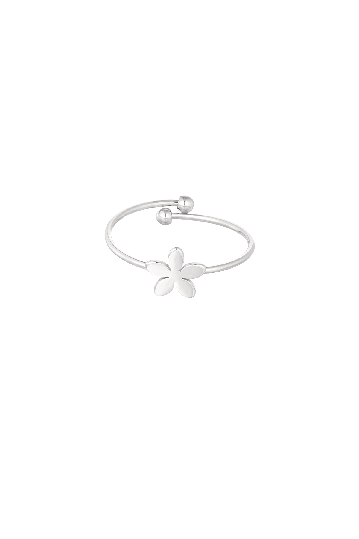 Basic ring with flower - Silver h5 