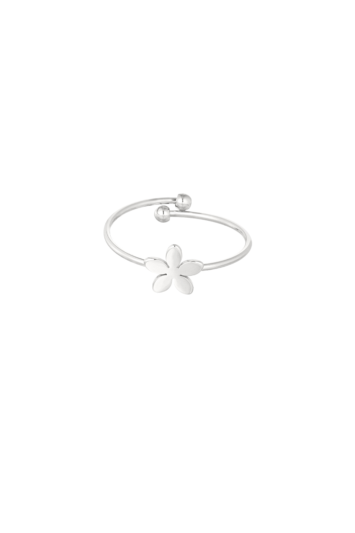 Basic ring met bloem - Zilver kleur