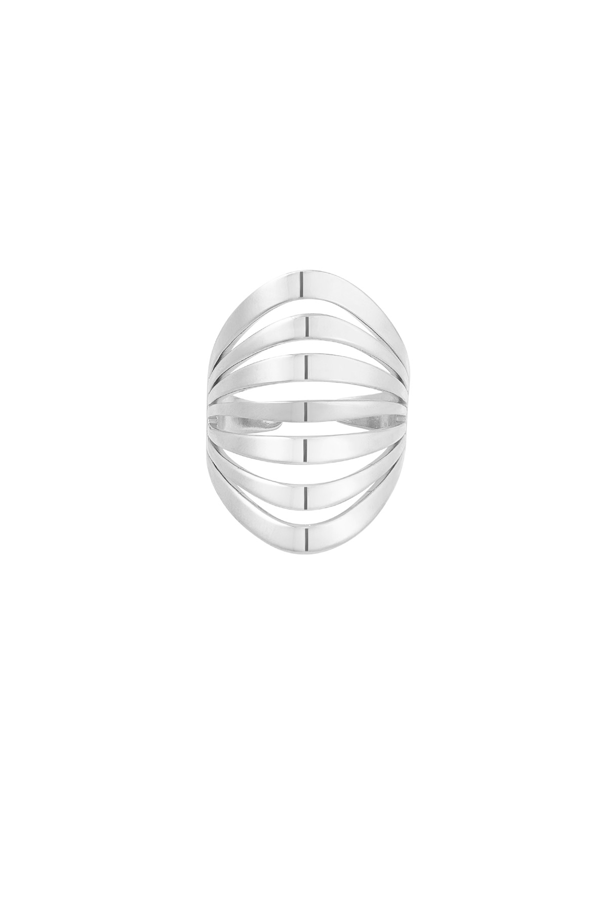 Large layered ring - silver