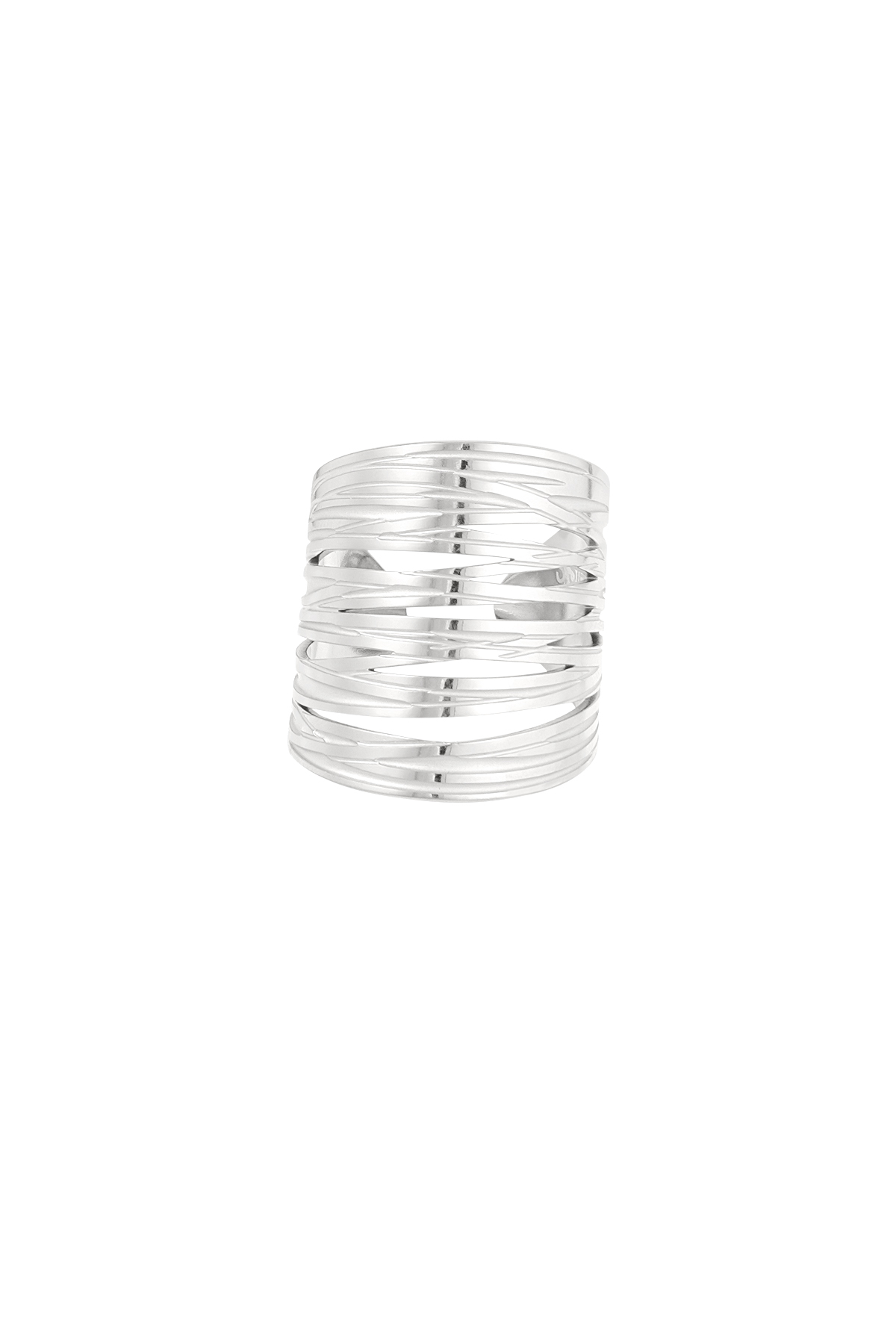 Long statement open ring - silver