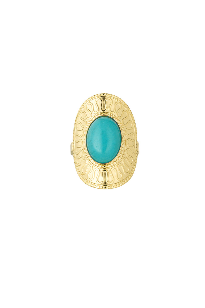 Oval ring with green stone - gold  Picture3