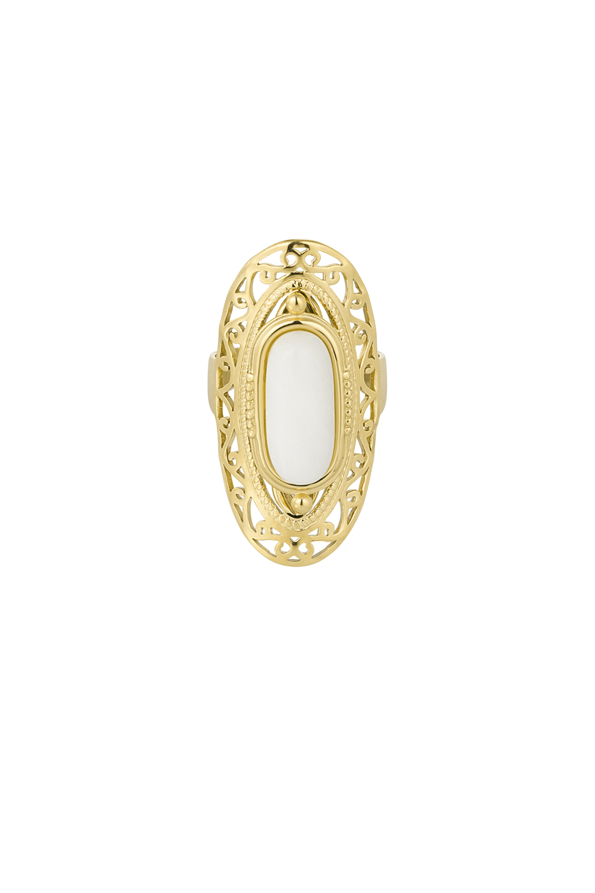 Statement ring grote steen -  Goud