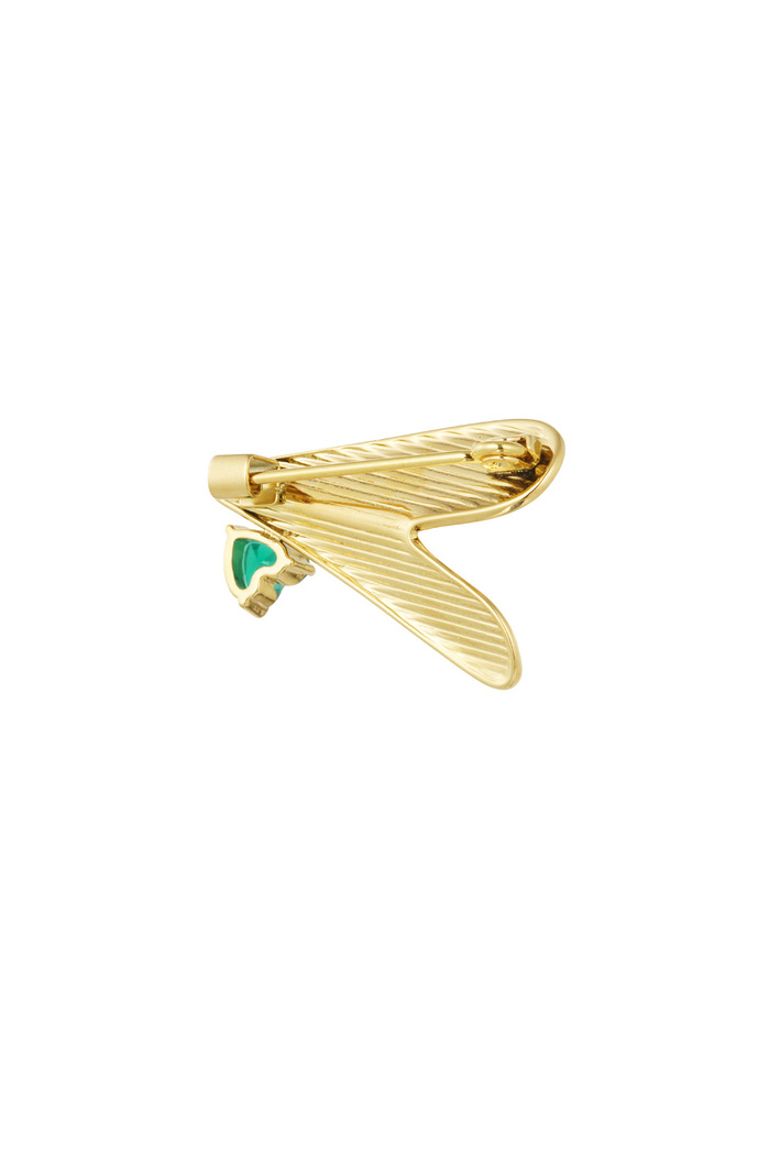Love brooch with green diamond - gold Picture3