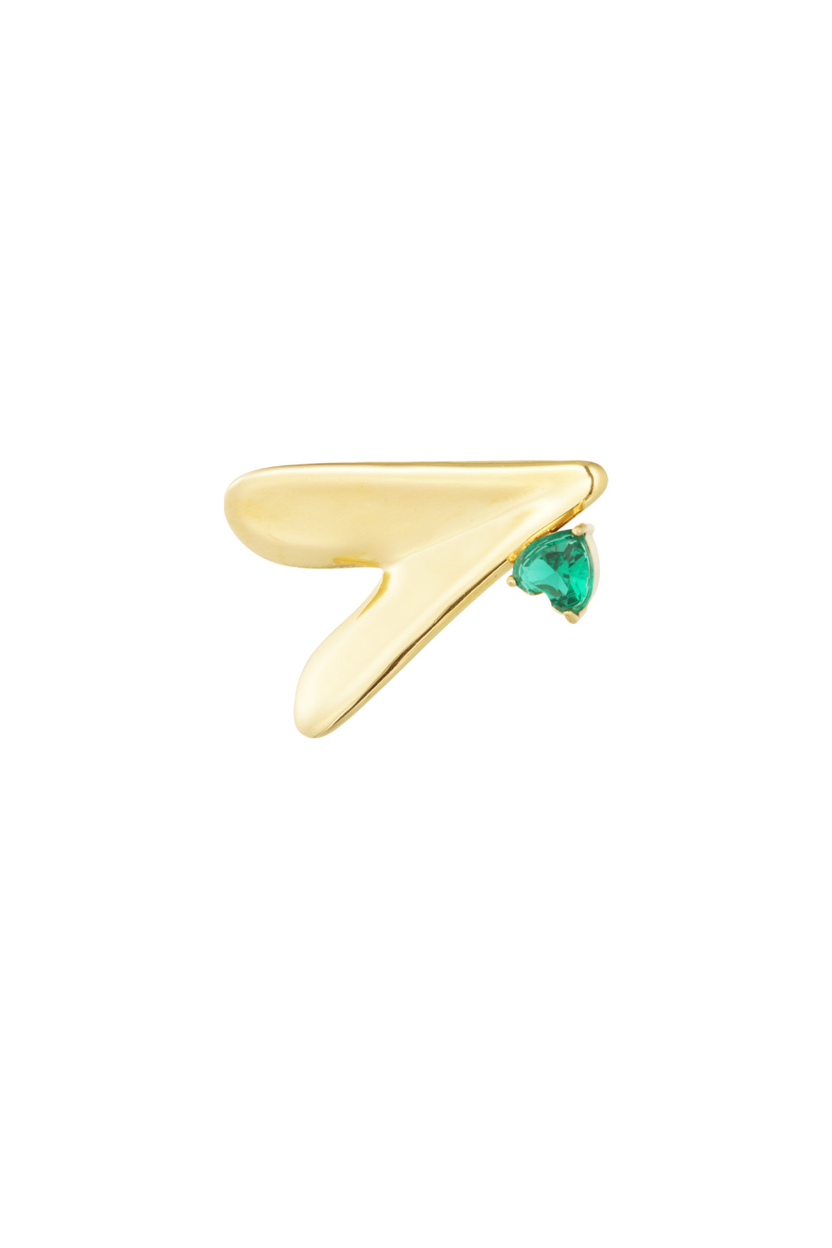 Love brooch with green diamond - gold
