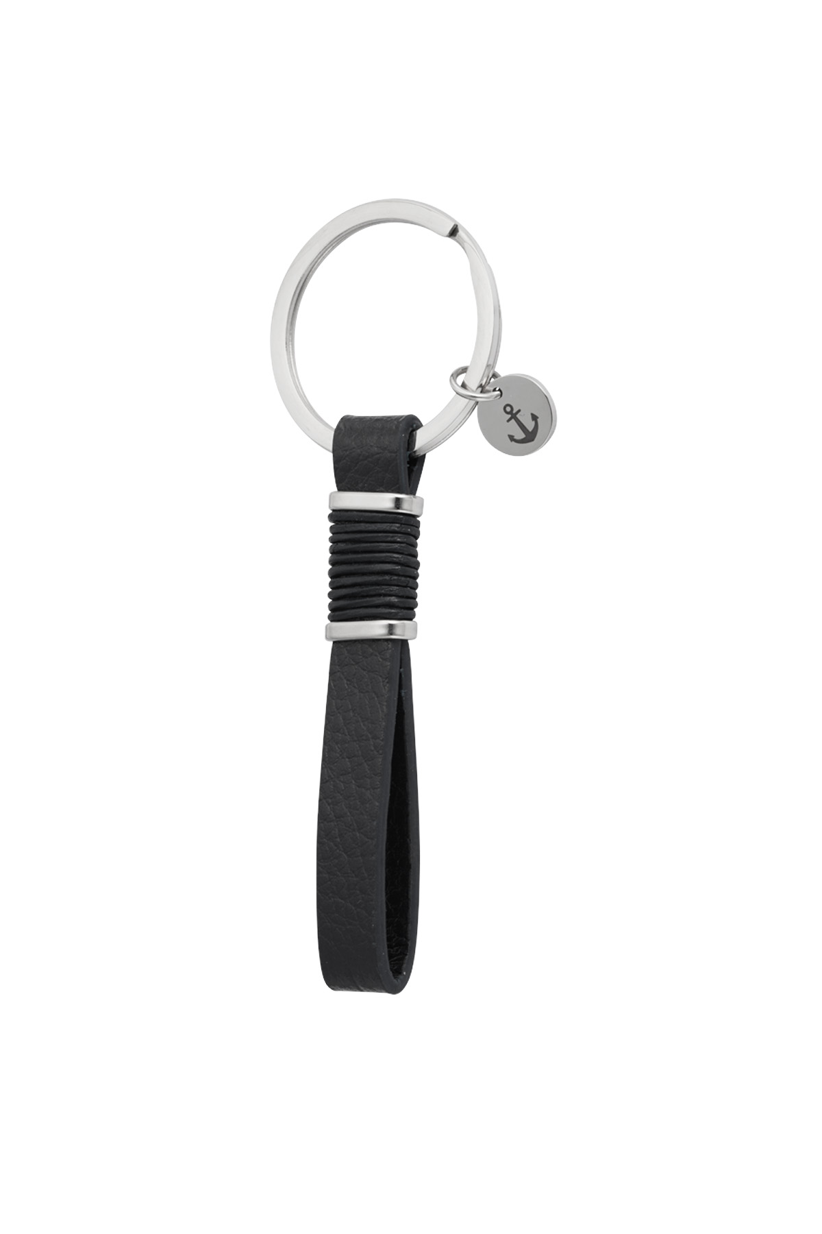 Men's key ring with anchor - black