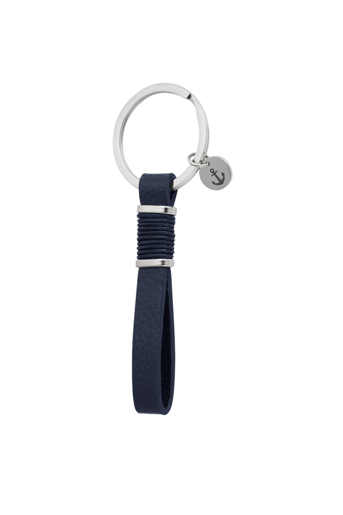 Men's key ring with anchor - dark blue 