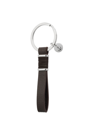 Men's key ring with anchor - dark brown h5 