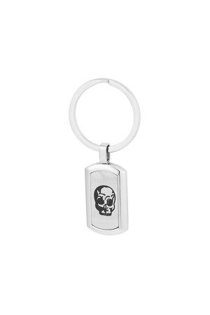 Keychain with skull charm - silver h5 