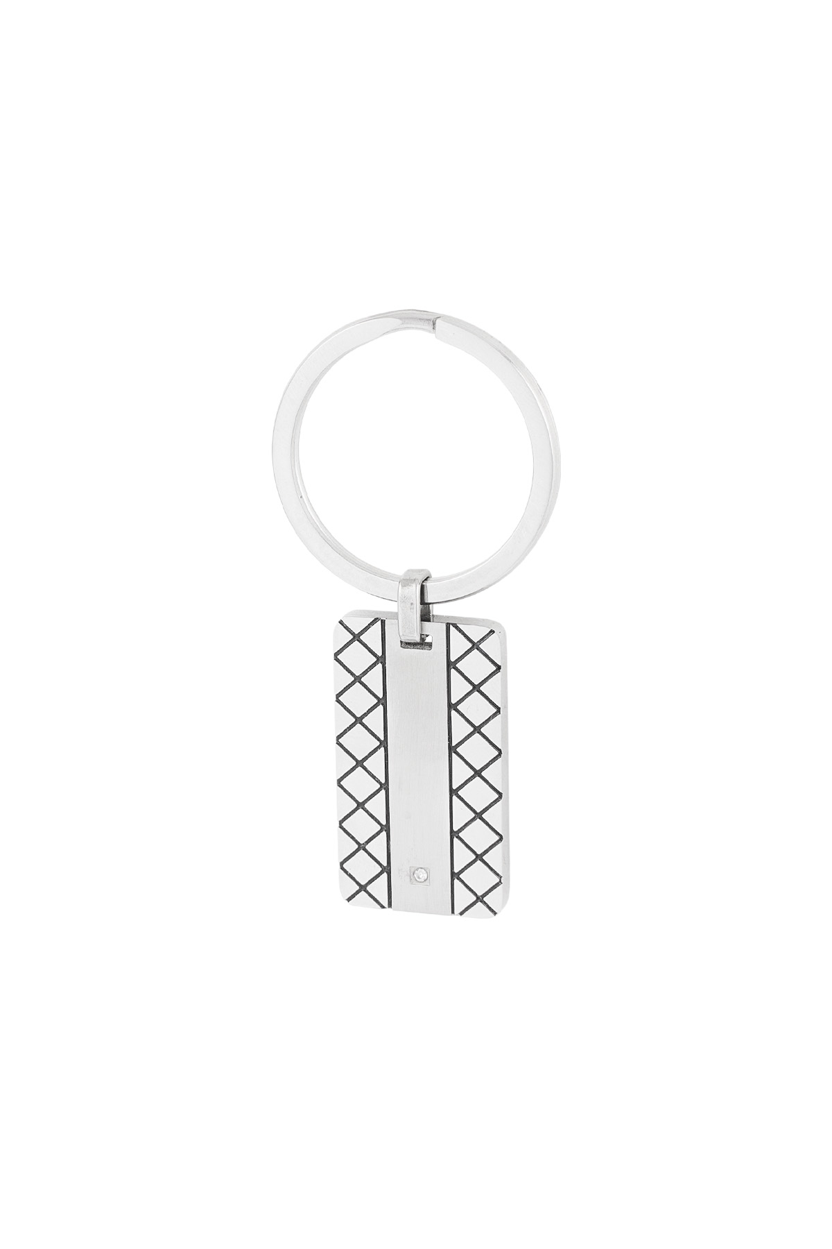 Keychain with pattern charm - silver