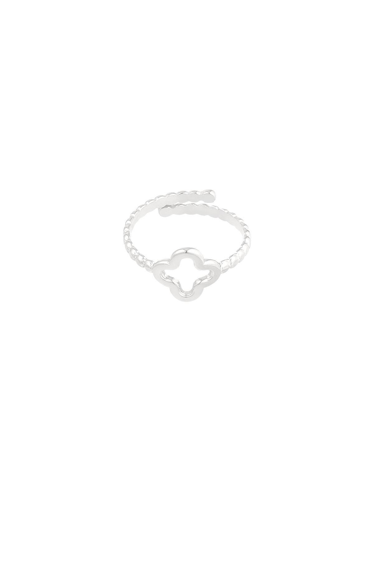 Gedraaide ring met klaver - zilver  h5 Afbeelding3