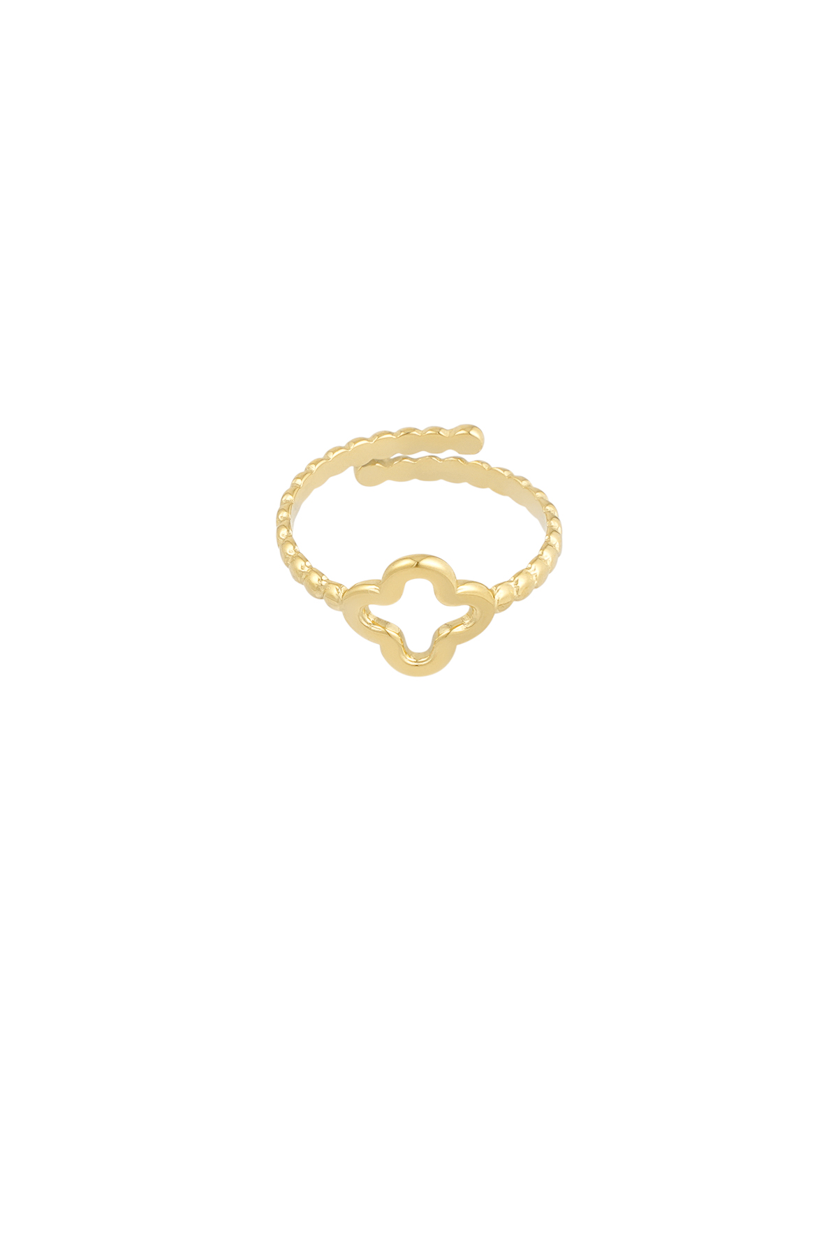 Gedraaide ring met klaver - goud  h5 Afbeelding3